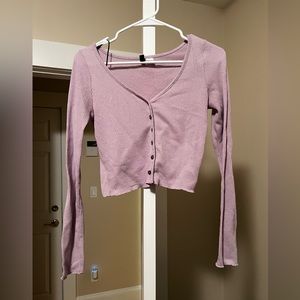 Purple Long Sleeve Crop Top